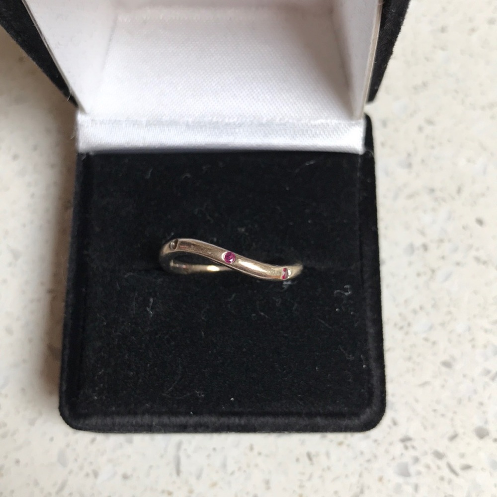 Dainty Wave Ring Tiny Ruby - image 1